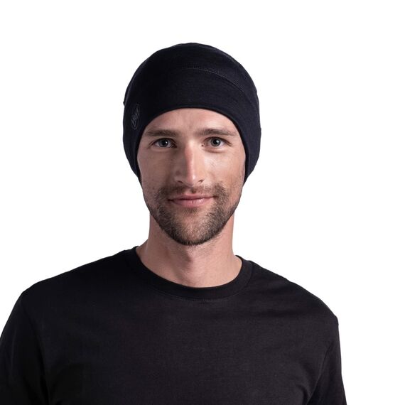 BUFF®| Mütze Merino Lightweight Männlich Weiblich Erwachsene Multifunktionaler Schal aus 100% Merinowolle, Wandern, Outdoor, Nachhaltig, Leicht, Schlanke Passform, Einheitsgröße, Noir