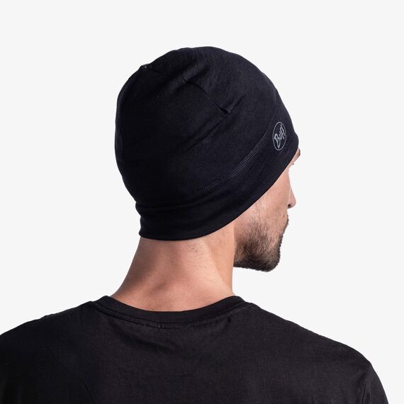 BUFF®| Mütze Merino Lightweight Männlich Weiblich Erwachsene Multifunktionaler Schal aus 100% Merinowolle, Wandern, Outdoor, Nachhaltig, Leicht, Schlanke Passform, Einheitsgröße, Noir