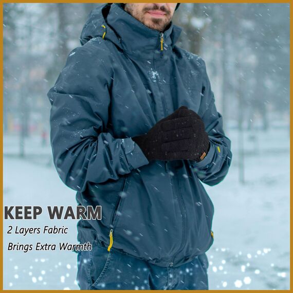 lifwimner Handschuhe Herren Winter, Warme Winterhandschuhe Damen Fleece Strickhandschuhe Touchscreen Thermo für Outdoor Sport Laufen Radfahren Freizeit Ski Reithandschuhe(Schwarz)