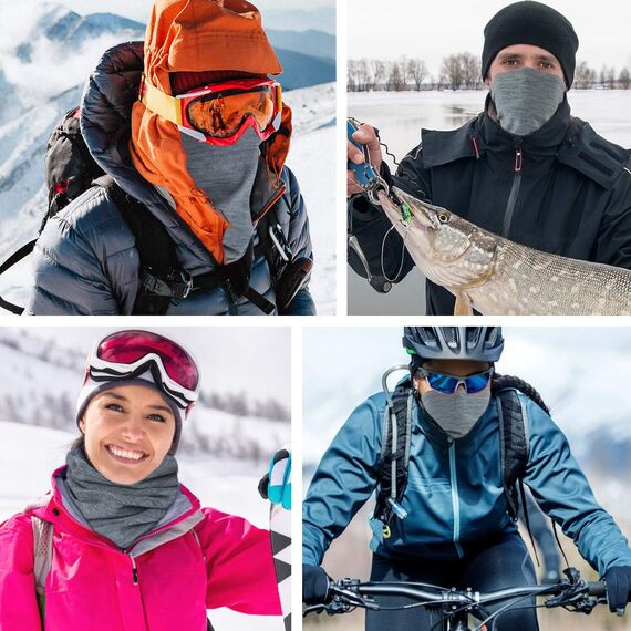 HEGCOIIE Winter Loop Schal Herren & Damen，Fleece Schlauchschal Halswärmer Halstuch Winddicht Ski Maske Warmer für Outdoor Skifahren Motorrad Laufen Radfahren