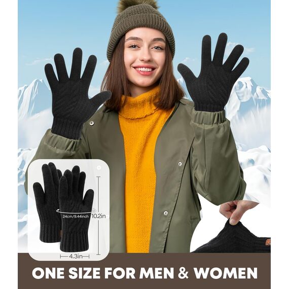 CHENMEI Winterhandschuhe Strickhandschuhe für Herren Damen - Touchscreen Wollhandschuhe, Warme Winterhandschuhe mit Fleecefutter,Wintergeschenke Outdoor für Männer und Frauen