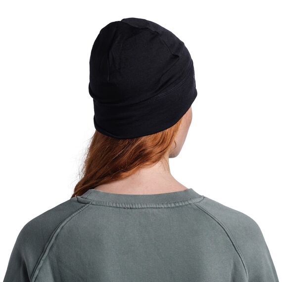 BUFF®| Mütze Merino Lightweight Männlich Weiblich Erwachsene Multifunktionaler Schal aus 100% Merinowolle, Wandern, Outdoor, Nachhaltig, Leicht, Schlanke Passform, Einheitsgröße, Noir