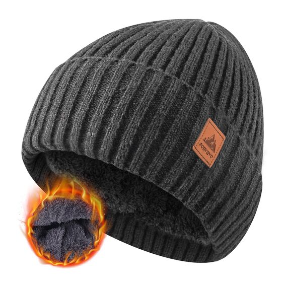 FORVEVO Beanie Herren Winter, Warme Mütze Damen mit Fleece Futter, Weich Wintermütze Männer, Winddichte Strickmützen für Unisex Wärmende,Outdoor Laufen Skifahren(DunkelGrau)