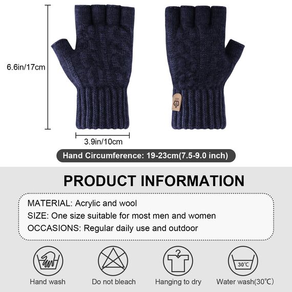 ARFNKIM Thermisch Fingerlose Handschuhe - Damen und Herren Strick Weich Flauschig Touchscreen Winterhandschuhe für Skifahren Radfahren Arbeit (Dunkelblau)