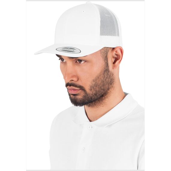 Flexfit Unisex Retro Trucker Cap, Klassische Trucker Cap mit Mesh-Rückseite, Kids, White