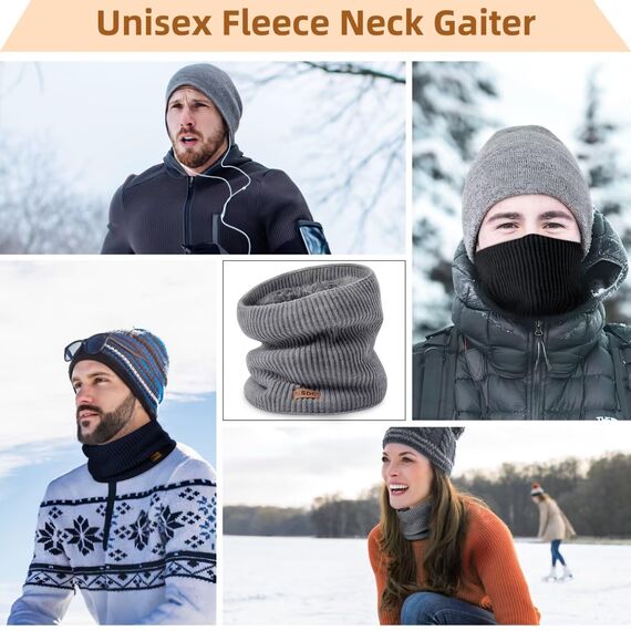 MSDC Schal Herren Winter 3 Stück, Halswärmer Schlauchschal Damen Thermal Dick Warm mit Fleece Gefüttert Kaltes Wetter, Loop Halsschlauch Halstuch Ski-Gesichtsmaskenabdeckung（Schwarz,Marine,Grau）