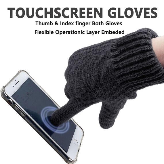lifwimner Handschuhe Herren Winter, Warme Winterhandschuhe Damen Fleece Strickhandschuhe Touchscreen Thermo für Outdoor Sport Laufen Radfahren Freizeit Ski Reithandschuhe(Schwarz)