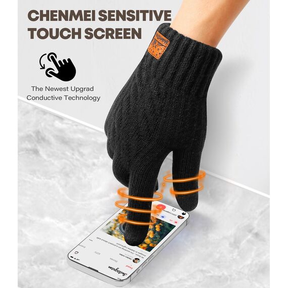 CHENMEI Winterhandschuhe Strickhandschuhe für Herren Damen - Touchscreen Wollhandschuhe, Warme Winterhandschuhe mit Fleecefutter,Wintergeschenke Outdoor für Männer und Frauen
