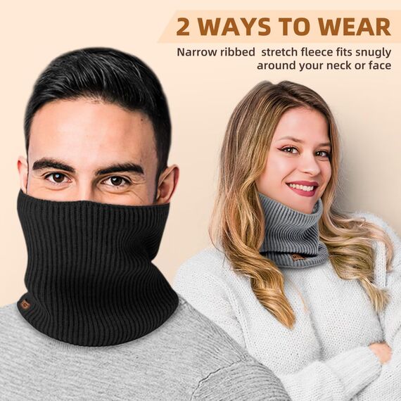 MSDC Schal Herren Winter 3 Stück, Halswärmer Schlauchschal Damen Thermal Dick Warm mit Fleece Gefüttert Kaltes Wetter, Loop Halsschlauch Halstuch Herren Ski-Gesichtsmaskenabdeckung（Schwarz*3 ）