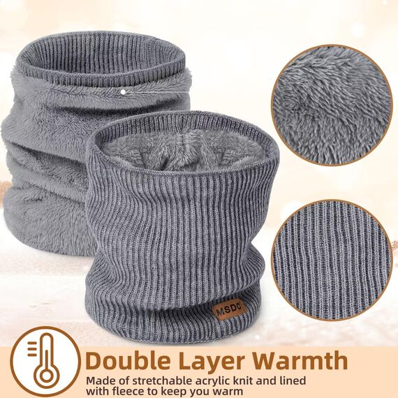 MSDC Schal Herren Winter 3 Stück, Halswärmer Schlauchschal Damen Thermal Dick Warm mit Fleece Gefüttert Kaltes Wetter, Loop Halsschlauch Halstuch Herren Ski-Gesichtsmaskenabdeckung（Schwarz*3 ）