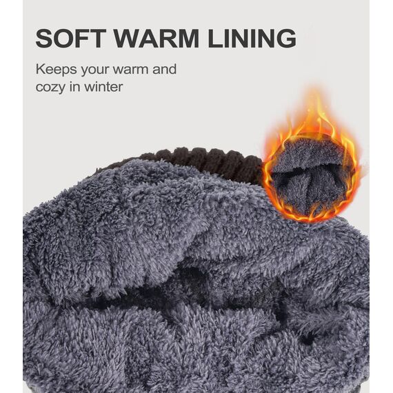 FORVEVO Mütze Herren Damen Winter, Warme Beanie Herren mit Fleece Futter, Thermo Wintermütze Männer, Winddichte Strickmützen für Unisex,Outdoor Laufen Skifahren(Braun)