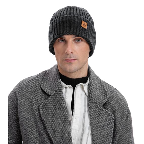 FORVEVO Beanie Herren Winter, Warme Mütze Damen mit Fleece Futter, Weich Wintermütze Männer, Winddichte Strickmützen für Unisex Wärmende,Outdoor Laufen Skifahren(DunkelGrau)