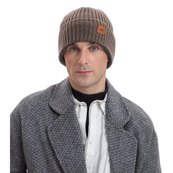FORVEVO Beanie Herren Winter, Warme Mütze Damen mit Fleece Futter, Weich Wintermütze Männer, Winddichte Strickmützen für Unisex Wärmende,Outdoor Laufen Skifahren(Khaki)