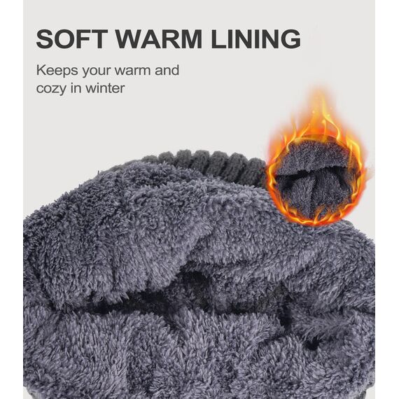 FORVEVO Beanie Herren Winter, Warme Mütze Damen mit Fleece Futter, Weich Wintermütze Männer, Winddichte Strickmützen für Unisex Wärmende,Outdoor Laufen Skifahren(DunkelGrau)