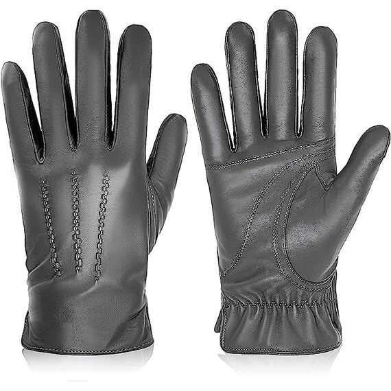 BISON DENIM Herren Thermo Winterhandschuhe Echtleder Handschuhe Touchscreen Lederhandschuhe Warme mit Fleece gefütterte Handschuhe Winddicht Wasserdicht