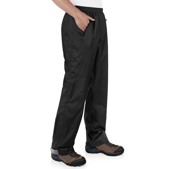 33,000ft Packbare Regenhose Herren Wasserdicht Leichte Fahrrad Überziehhose Winddicht Reflektierende Wanderhose zum Golf Outdoor Angeln Schwarz L 30 Inch