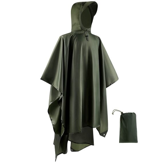 Opret Wasserdicht Regenponcho Damen Herren, Leicht Atmungsaktiv Regencape 3-in-1-Multifunktional Regenmantel Regenschutz Regen Poncho für Wandern und Camping