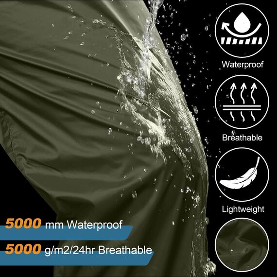 Asfixiado Regenhose Herren Fahrrad Leichte wasserdichte Winddichte Outdoorhose zum Wandern Camping Trekkinghose Motorrad Regenhose(1088 Army green M)