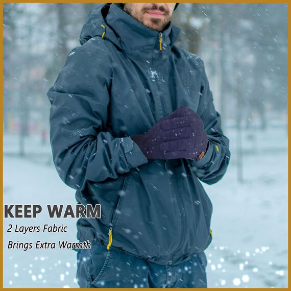lifwimner Handschuhe Herren Winter, Warme Winterhandschuhe Damen Fleece Strickhandschuhe Touchscreen Thermo für Outdoor Sport Laufen Radfahren Freizeit Ski Reithandschuhe(Marine)