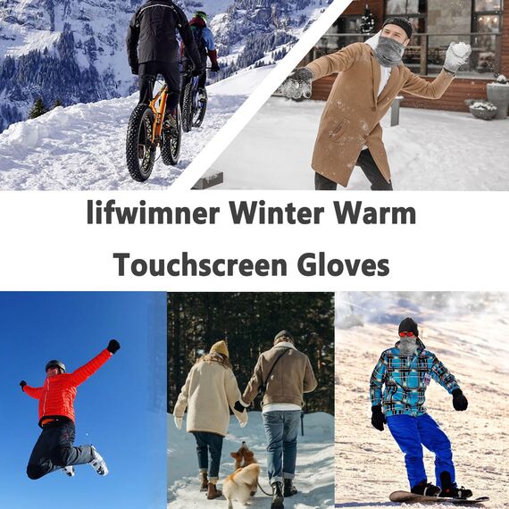 lifwimner Handschuhe Herren Winter, Warme Winterhandschuhe Damen Fleece Strickhandschuhe Touchscreen Thermo für Outdoor Sport Laufen Radfahren Freizeit Ski Reithandschuhe(Marine)
