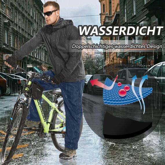 Asfixiado Regenhose Herren Fahrrad Leichte wasserdichte Winddichte Outdoorhose zum Wandern Camping Trekkinghose Motorrad Regenhose(Blau L)