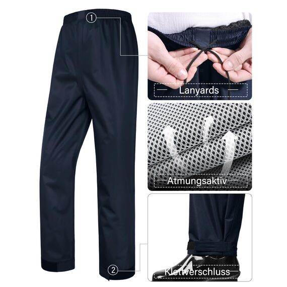 Coutyuyi Herren & Damen Regenanzug Reflektierender 100% Wasserdichter Anzug Outdoor Regenmantel Winddicht Regenjacke （XL, Navy Blau）