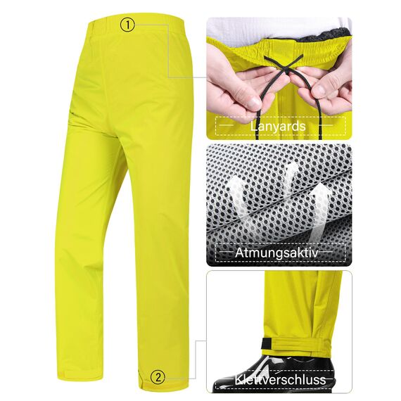 Coutyuyi Herren & Damen Regenanzug Reflektierender 100% Wasserdichter Anzug Outdoor Regenmantel Winddicht Regenjacke （S, Gelb）