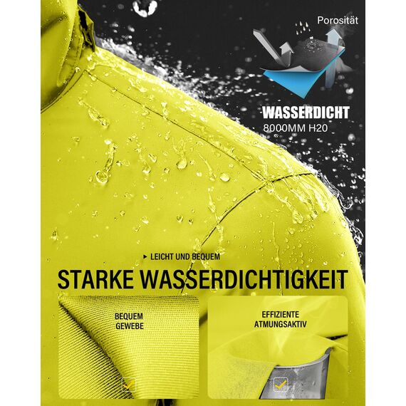 Coutyuyi Herren & Damen Regenanzug Reflektierender 100% Wasserdichter Anzug Outdoor Regenmantel Winddicht Regenjacke （M, Gelb）