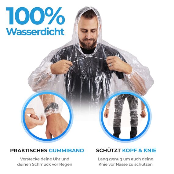 skapandi 8x Einweg Regenponcho mit Kapuze | Regencape | Regenjacke | Regenbekleidung | transparent & wasserdicht für Erwachsene und Kinder | Edition LGBTQIA+ | Queer | CSD | Pride | Flagge