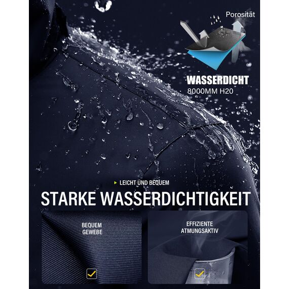 Coutyuyi Herren & Damen Regenanzug Reflektierender 100% Wasserdichter Anzug Outdoor Regenmantel Winddicht Regenjacke （L, Navy Blau）