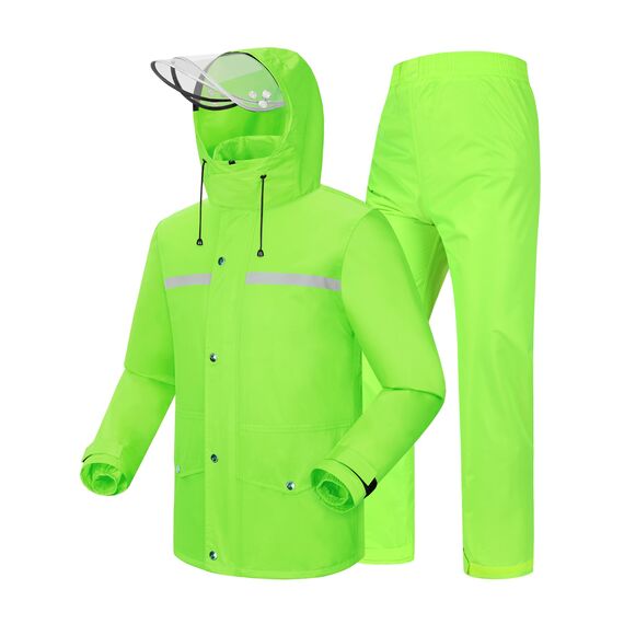 Coutyuyi Herren & Damen Regenanzug Reflektierender 100% Wasserdichter Anzug Outdoor Regenmantel Winddicht Regenjacke （L, Grün）