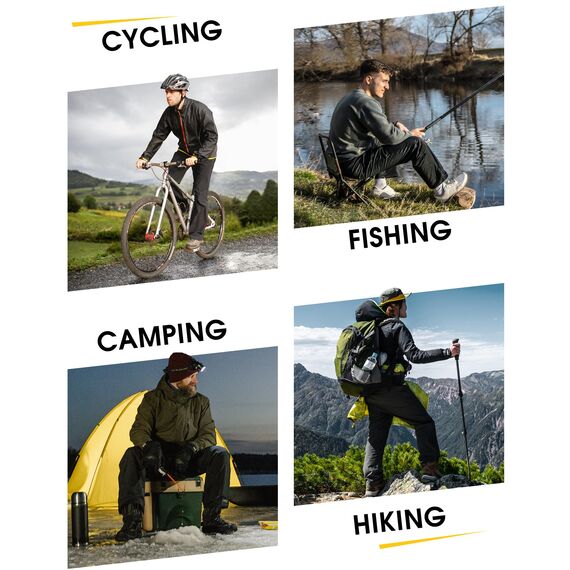 33,000ft Packbare Regenhose Herren Wasserdicht Leichte Fahrrad Überziehhose Winddicht Reflektierende Wanderhose zum Golf Outdoor Angeln Mittelgrau S