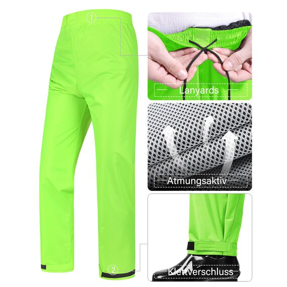 Coutyuyi Herren & Damen Regenanzug Reflektierender 100% Wasserdichter Anzug Outdoor Regenmantel Winddicht Regenjacke （L, Grün）