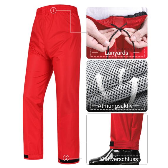 Coutyuyi Herren & Damen Regenanzug Reflektierender 100% Wasserdichter Anzug Outdoor Regenmantel Winddicht Regenjacke （S, Rot）