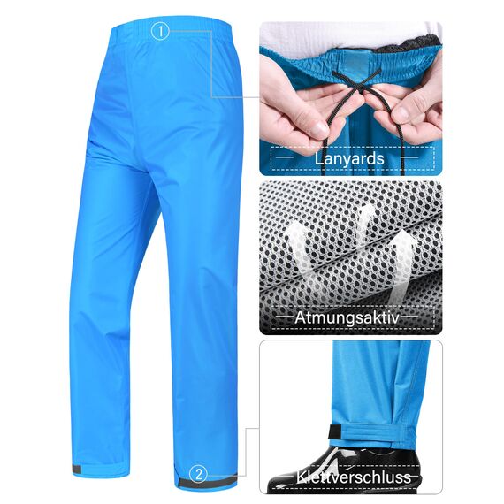 Coutyuyi Herren & Damen Regenanzug Reflektierender 100% Wasserdichter Anzug Outdoor Regenmantel Winddicht Regenjacke （M, Blau）