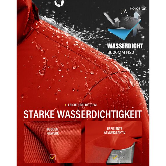 Coutyuyi Herren & Damen Regenanzug Reflektierender 100% Wasserdichter Anzug Outdoor Regenmantel Winddicht Regenjacke （S, Rot）