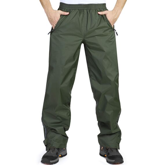 33,000ft wasserdichte Regenhose für Herren Leichte Regenhose Winddichte Outdoorhose zum Wandern Camping Golf Armeegrün XL 30L