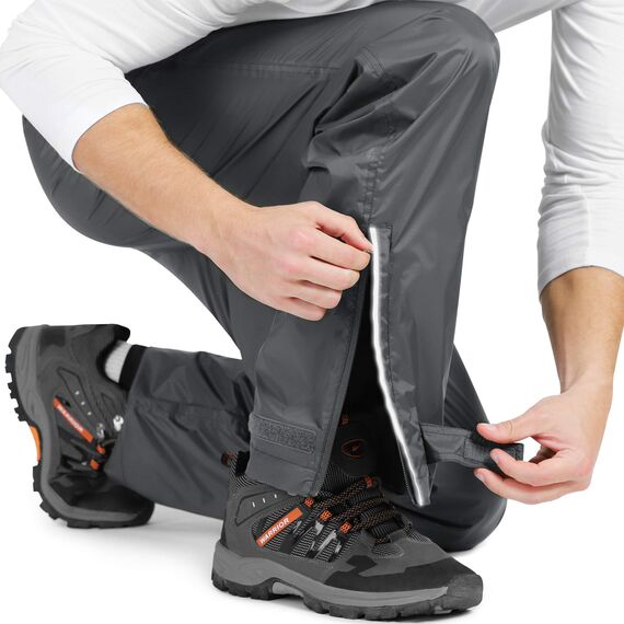 33,000ft wasserdichte Regenhose für Herren Leichte Regenhose Winddichte Outdoorhose zum Wandern Camping Golf Grau XL 30L
