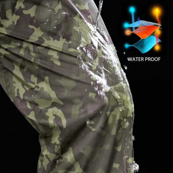 33,000ft wasserdichte Regenhose für Herren Leichte Regenhose Winddichte Outdoorhose zum Wandern Camping Golf Jagdtarnung M /30L