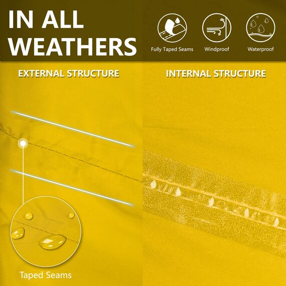 33,000ft wasserdichte Regenhose für Herren Leichte Regenhose Winddichte Outdoorhose zum Wandern Camping Golf Gelb XS /32L