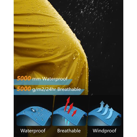 33,000ft wasserdichte Regenhose für Herren Leichte Regenhose Winddichte Outdoorhose zum Wandern Camping Golf Gelb S /32L