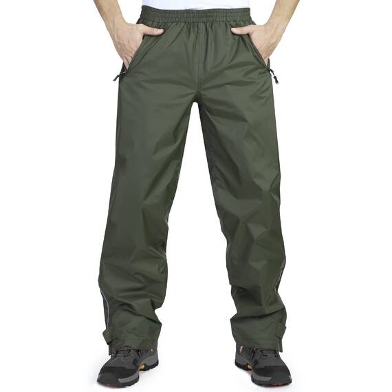 33,000ft Men's Rain Pants, Lightweight Waterproof Rain Over Pants, Windproof Outdoor Pants for Hiking, Fishing Army Green