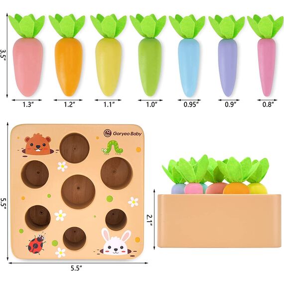 Holzspielzeug ab 1 Jahr | Baby Motorik Spielzeug für 12 18 Monate Jungen Mädchen | Montessori Sortierspiel Holzpuzzle Karotten | Lernspielzeug Ostergeschenke Geburtztag Geschenk für Kinder 2 3 Jahr