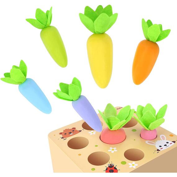 Holzspielzeug ab 1 Jahr | Baby Motorik Spielzeug für 12 18 Monate Jungen Mädchen | Montessori Sortierspiel Holzpuzzle Karotten | Lernspielzeug Ostergeschenke Geburtztag Geschenk für Kinder 2 3 Jahr