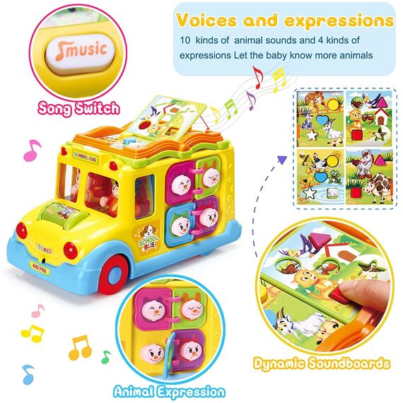 Baby Spielzeug ab 1 Jahr Pädagogisches Intellektuelles Bus Baby Spielzeug ab 12 18 Monate Tiergeräuschen/Musik/Bewegung Musikalischer Bus Kinderspielzeug ab 1 2 3 Jahre Mädchen Junge Geschenk