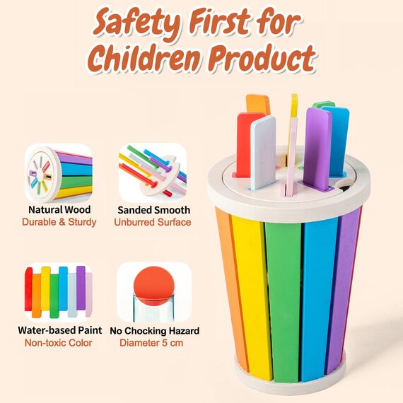 Smartwo Montessori Spielzeug ab 1 Jahr, Kinderspielzeug zum Farben Lernen, Sortierspiel Steckspiele Lernspiele ab 2 Jahre, Holzspielzeug Baby, Motorikspielzeug, Geschenk für Mädchen Jungen