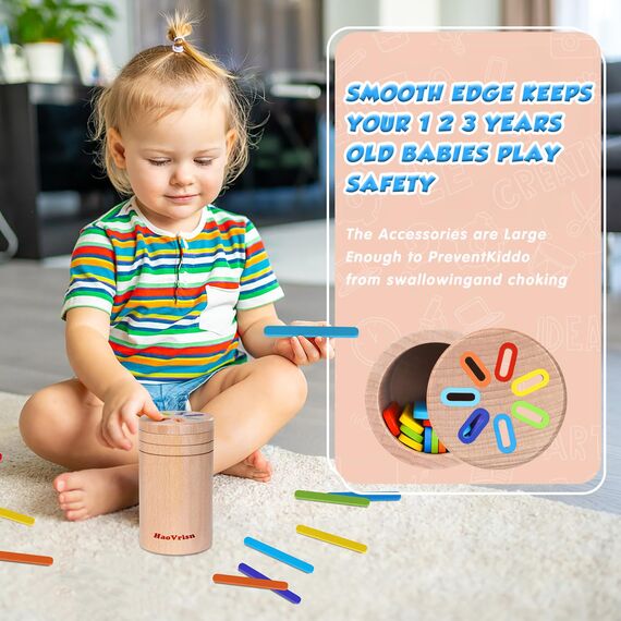 HaoVrisn Holz Montessori Spielzeug ab 1 2 3 Jahre, Holzspielzeug Montessori Spielzeug ab 1 Jahr, Motorikspielzeug ab 1 Jahr Lernspielzeug Geschenk für Kleinkinder - Holz Sortier & Stapelspielzeug