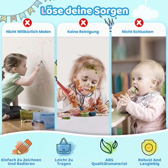 Kikidex Kleinkinder Spielzeug Alter 1-3, Magnetisch Zaubertafel, Mädchen Spielzeug für 1-2 Jahre, Magic Painting Board Lernspielzeug für 1 2 3 Jahre Baby Kinder, Geburtstag Geschenk(Mint Blau)