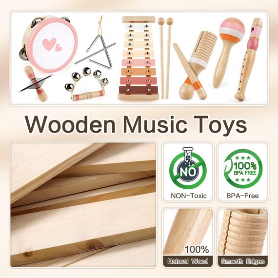 Musikinstrumente Kinder ab 3 Jahre Xylophon Trommel Schlagzeug Kinderspielzeug Musikinstrumente Spielzeug Mädchen 3 Jahre Montessori Holzspielzeug