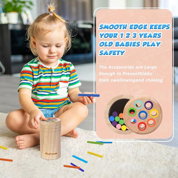 HaoVrisn Holz Montessori Spielzeug ab 1 2 3 Jahre, Holzspielzeug Montessori Spielzeug ab 1 Jahr, Motorikspielzeug ab 1 Jahr Lernspielzeug Geschenk für Kleinkinder - Holz Sortier & Stapelspielzeug